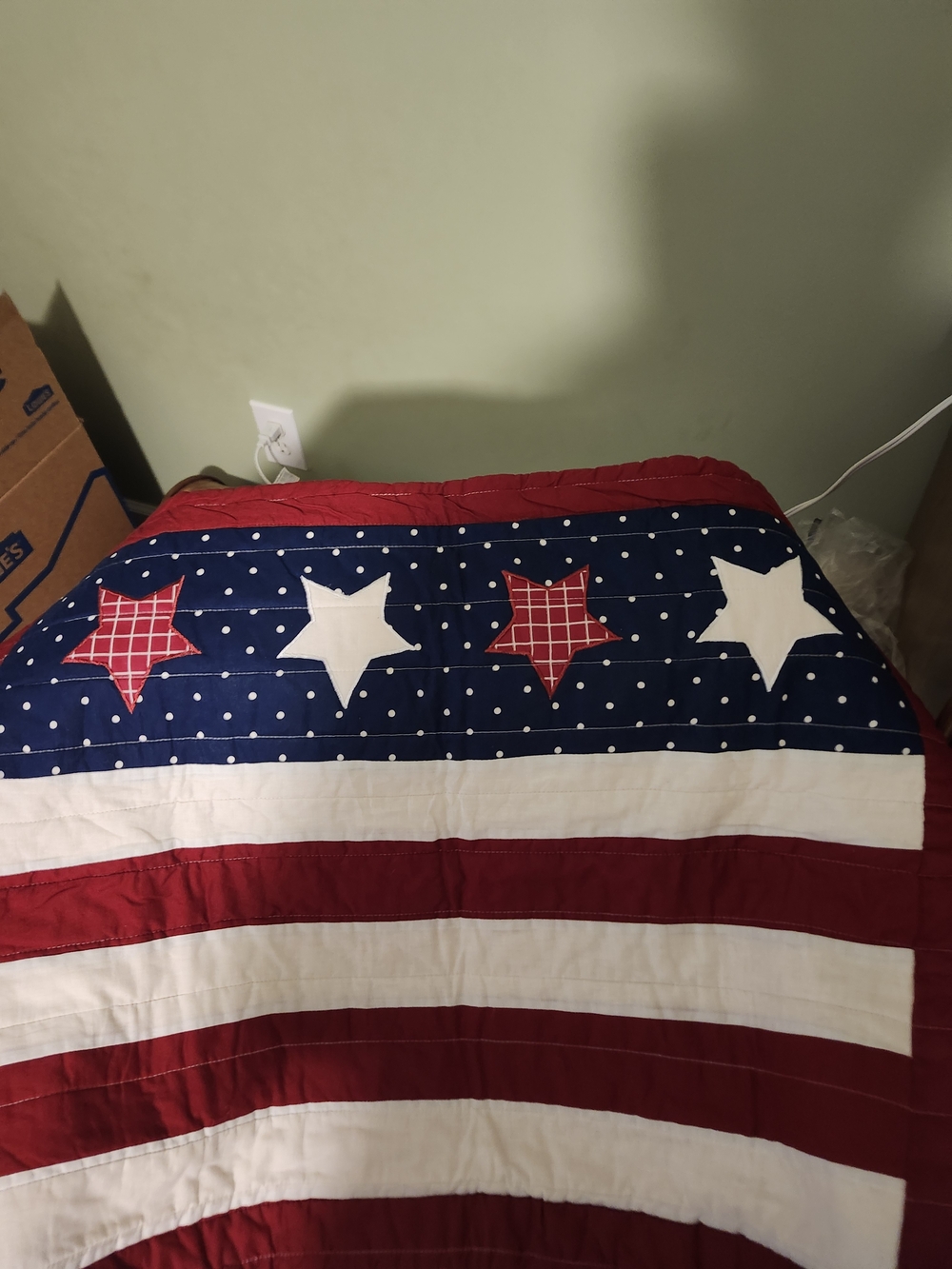 Patriotic Red, White & Blue Star Quilt - Home Bedding Puzzle Of  United States